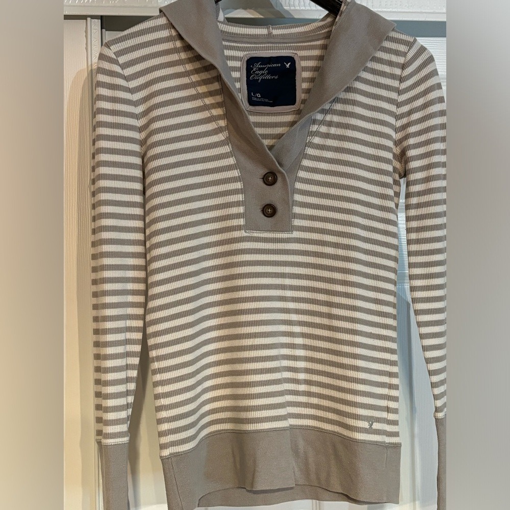 American Eagle Outfitters Rib knit hoodie size large - Picture 1 of 14